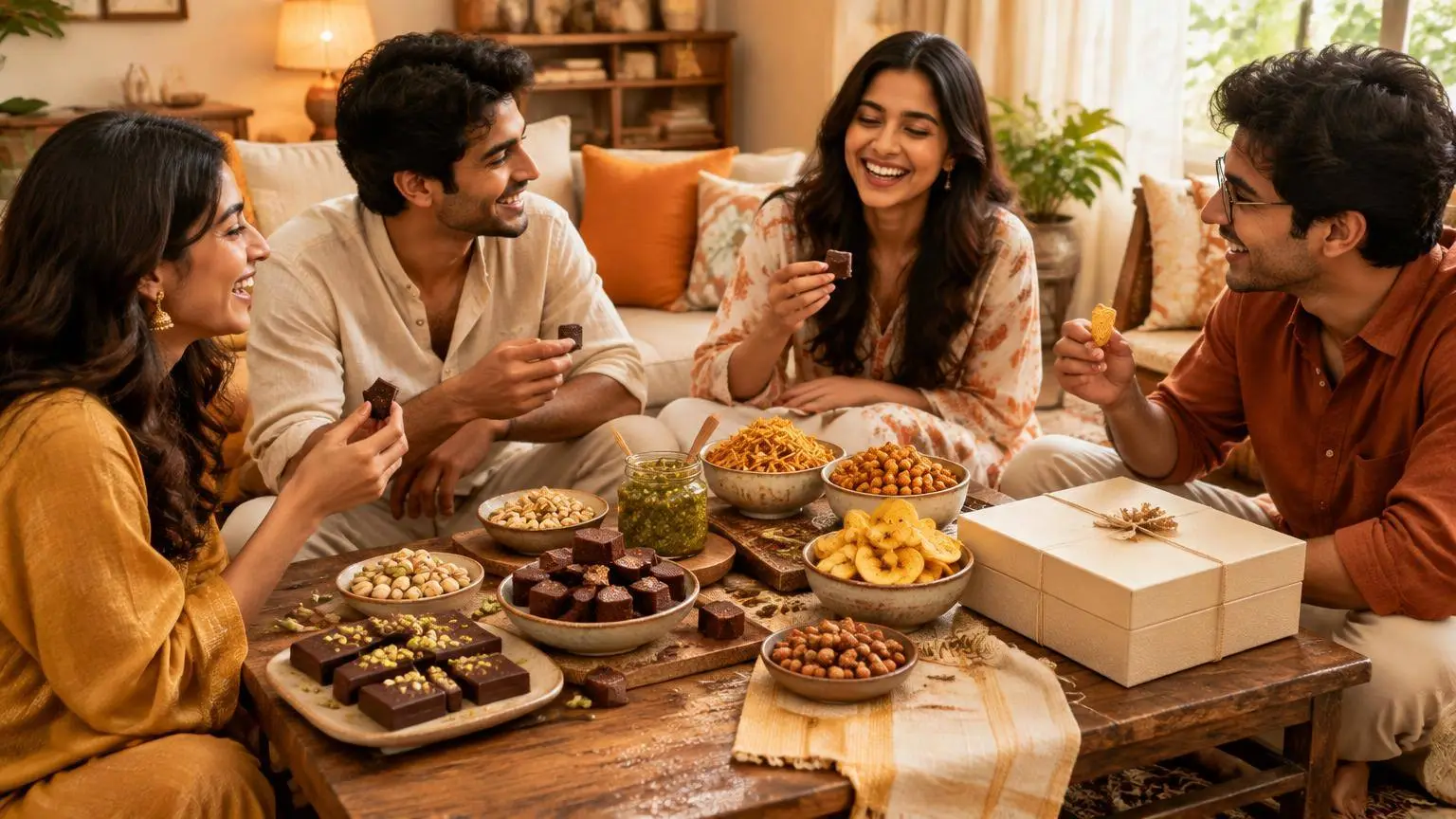 Friends sharing VESA foods